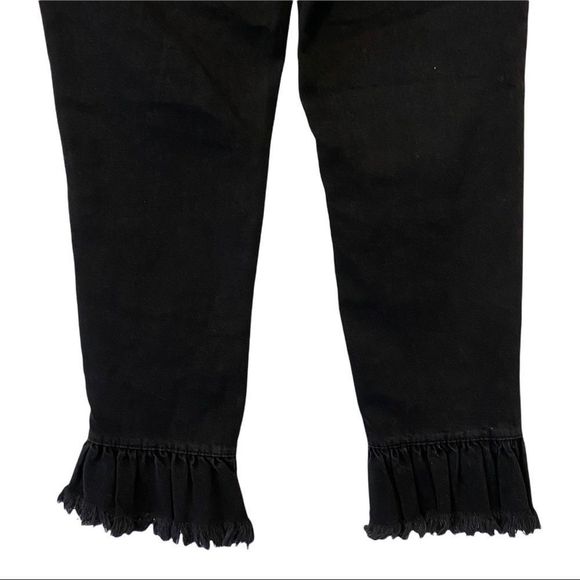 NWT Mango Women's Boot-Leg ruffle hem Lace Closure Jeans, Black 100% cotton - Picture 11 of 11